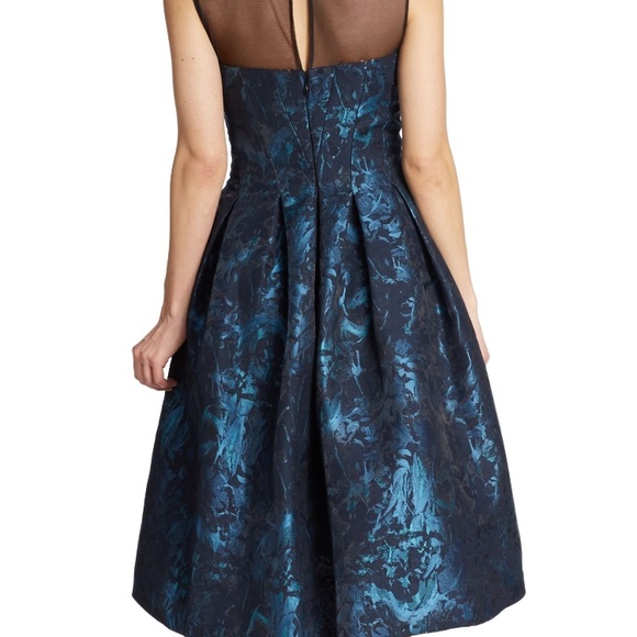 Vera Wang Fit-and-Flare Illusion Neck Dress - Picture 5 of 6